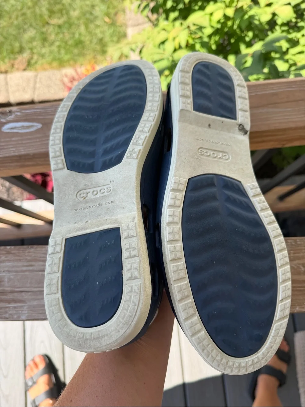 CROCS Men's Navy Boat Shoes with White Laces